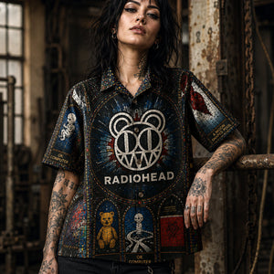 Radiohead Retro Kid A Modified Bear Hawaiian Shirt, OK Computer Alternative Rock Button Up, Kid A Music Collector Gift