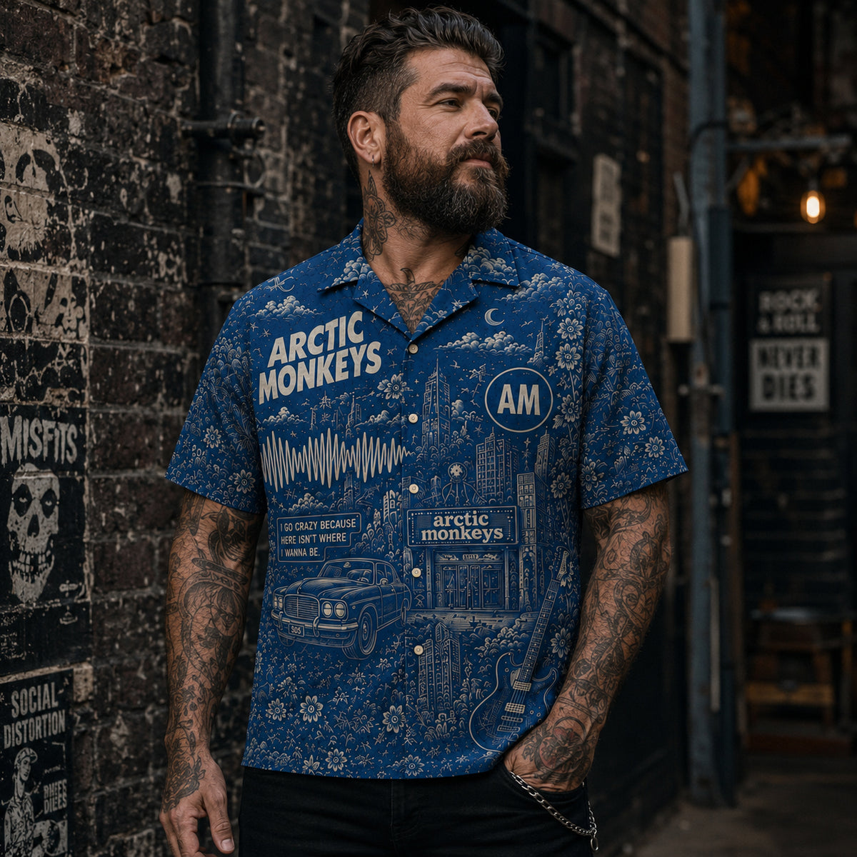 Arctic Monkeys Toile Hawaiian Shirt, AM Indie Rock Button Up, Do I Wanna Know Music Fan Gift