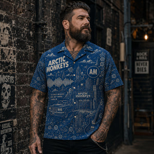 Arctic Monkeys Toile Hawaiian Shirt, AM Indie Rock Button Up, Do I Wanna Know Music Fan Gift