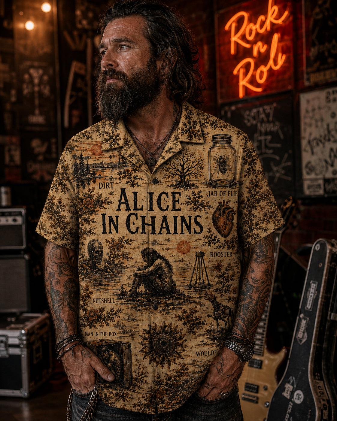 Alice in Chains The Dirt Is Buried Deep Hawaiian Shirt, Dirt Grunge Metal Button Up, Man in the Box Music Fan Gift
