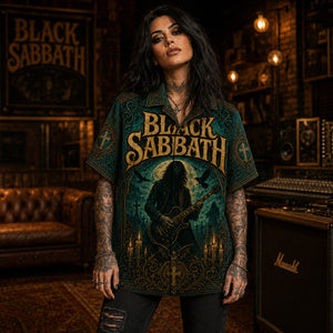 Black Sabbath Hawaiian Shirt, Heaven and Hell Button Up, Dio Era Metal Fan Gift