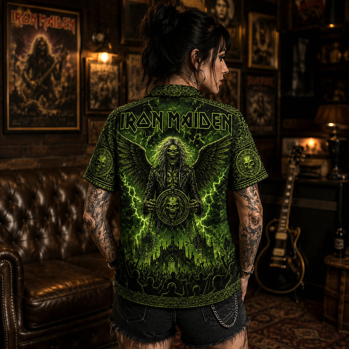Iron Maiden Hawaiian Shirt, Seventh Son Era Button Up, Moonchild Metal Fan Gift