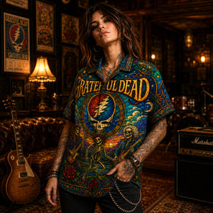 Grateful Dead Hawaiian Shirt, American Beauty Button Up, Ripple Music Fan Gift