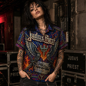 Judas Priest Hawaiian Shirt, Painkiller British Metal Button Up, Breaking the Law Fan Gift