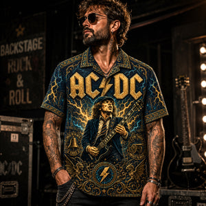 AC/DC Hawaiian Shirt, Thunderstruck Hard Rock Button Up, Live Wire Fan Gift
