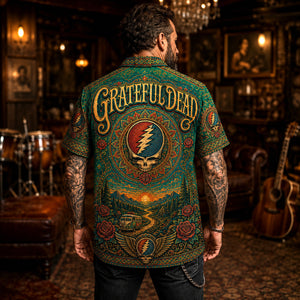 Grateful Dead Hawaiian Shirt, Truckin Psychedelic Button Up, Live Music Fan Gift