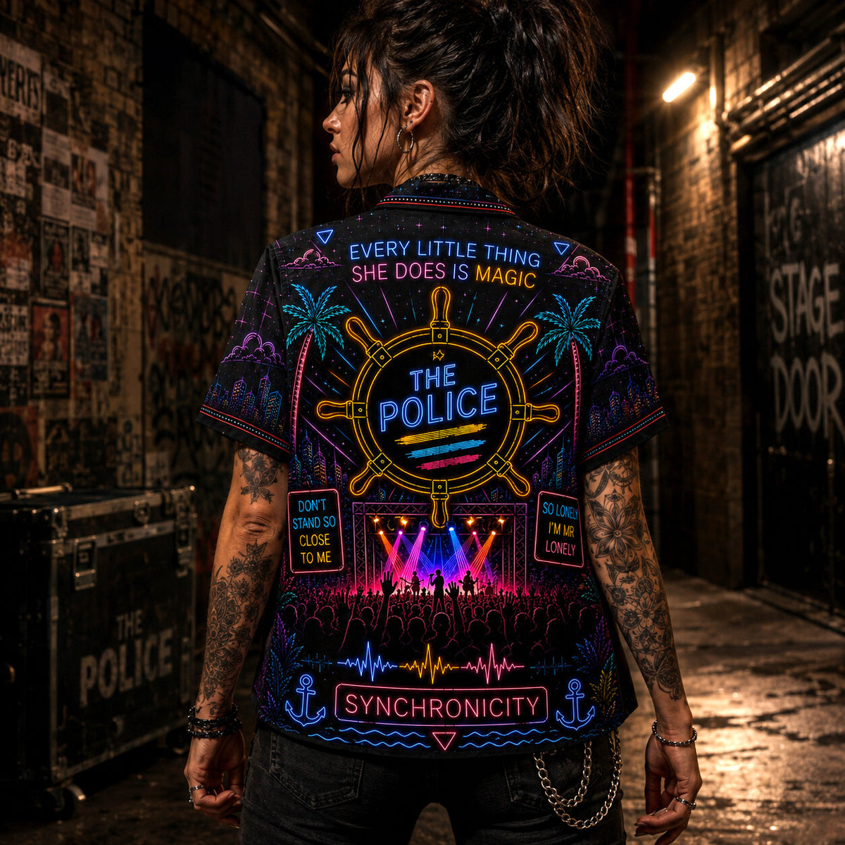The Police Hawaiian Shirt, Every Breath You Take Button Up, Synchronicity New Wave Fan Gift