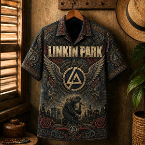 Linkin Park Hawaiian Shirt, Living Things Button Up, Burn It Down Music Fan Gift