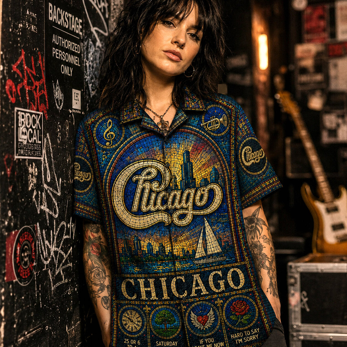 Chicago Band Hawaiian Shirt, Horn Rock Classics Button Up, Windy City Music Fan Gift