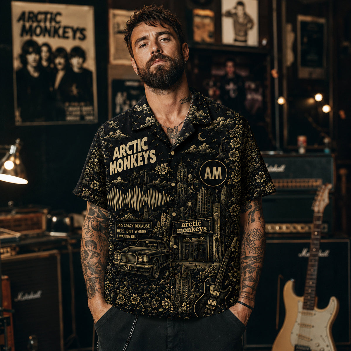 Arctic Monkeys Hawaiian Shirt, AM Indie Rock Button Up, Do I Wanna Know Music Fan Gift
