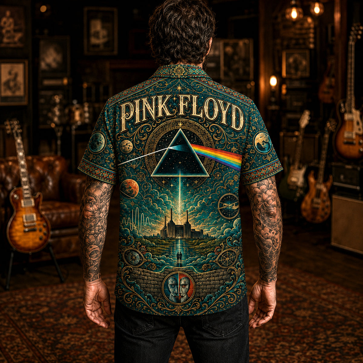 Pink Floyd Hawaiian Shirt, Animals Era Button Up, Psychedelic Rock Collector Gift