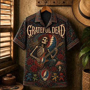 Grateful Dead Hawaiian Shirt, Touch of Grey Button Up, Deadhead Music Lover Gift