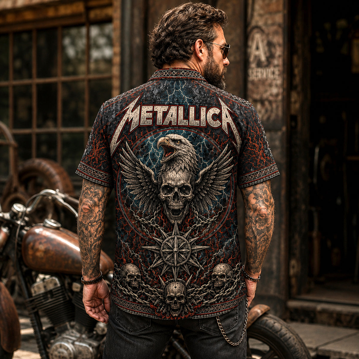 Metallica Hawaiian Shirt, Seek and Destroy Button Up, Early Thrash Fan Gift