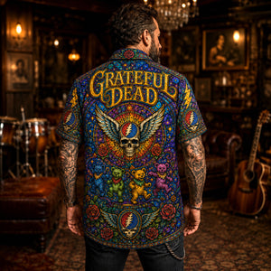 Grateful Dead Hawaiian Shirt, Workingmans Dead Button Up, Truckin Jam Band Fan Gift