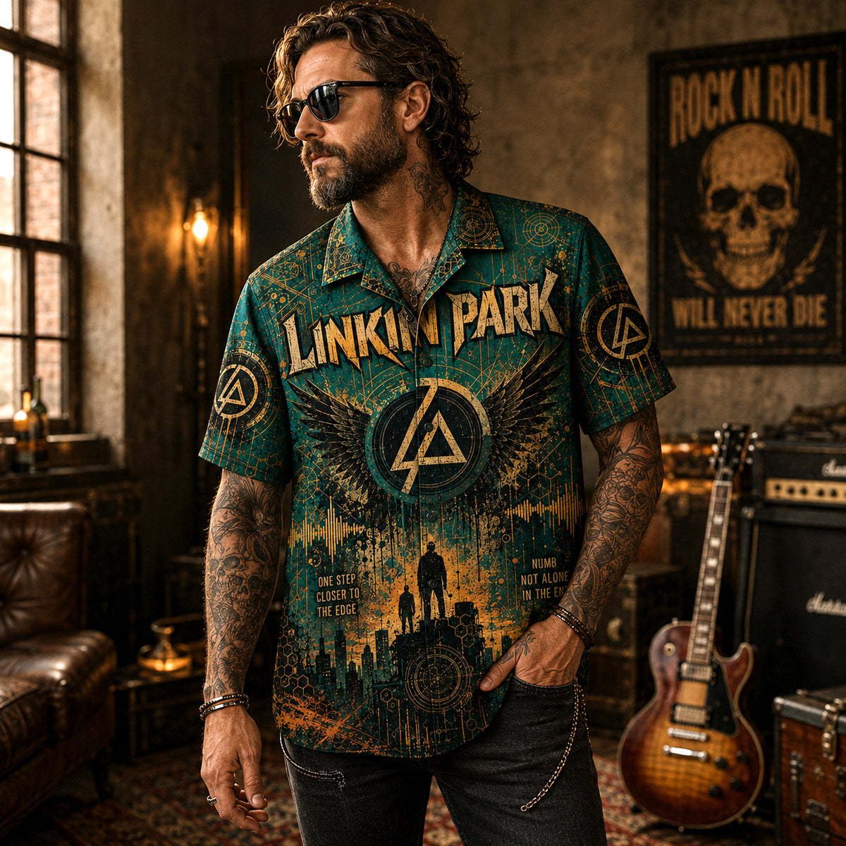 Linkin Park Hawaiian Shirt, Numb Alternative Rock Button Up, Meteora Music Fan Gift