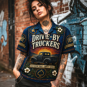 Drive-By Truckers Hawaiian Shirt, Southern Rock Storytelling Button Up, Alt Country Music Fan Gift