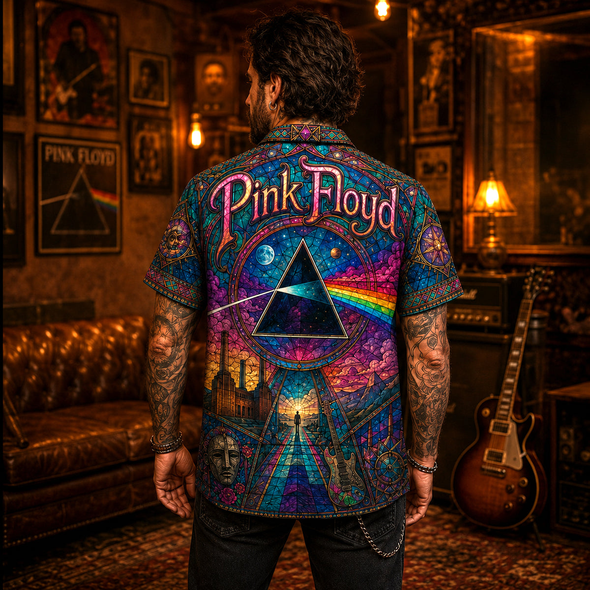 Pink Floyd Hawaiian Shirt, Atom Heart Mother Button Up, Prog Rock Collector Gift