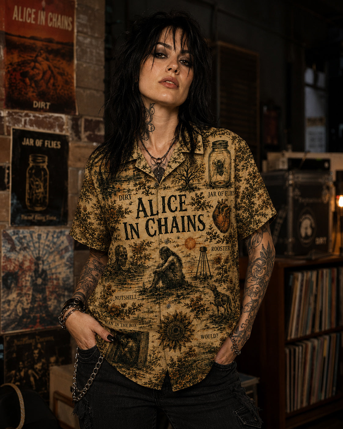 Alice in Chains The Dirt Is Buried Deep Hawaiian Shirt, Dirt Grunge Metal Button Up, Man in the Box Music Fan Gift