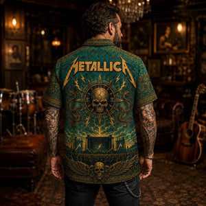 Metallica Hawaiian Shirt, Creeping Death Metal Button Up, Ride the Lightning Fan Gift