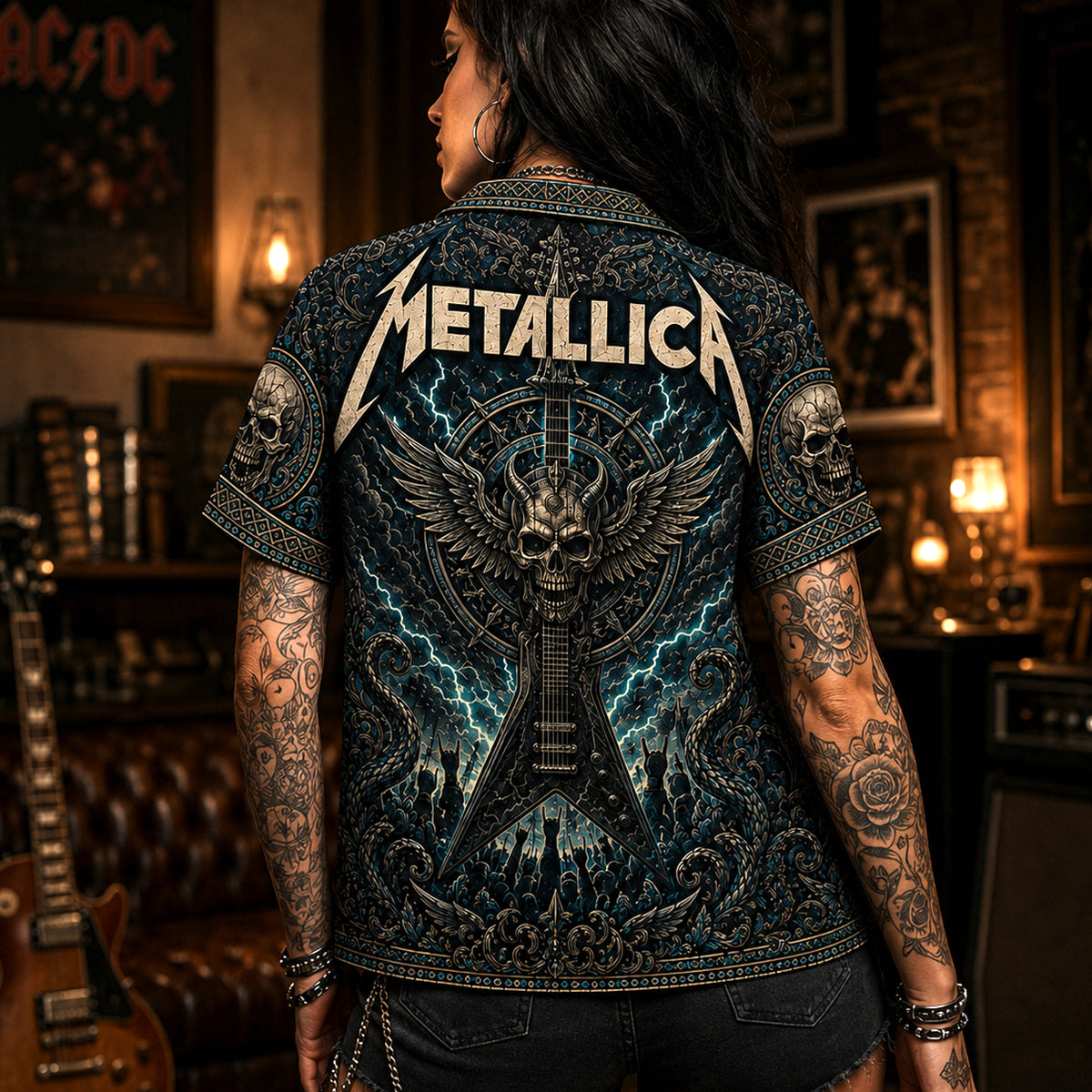 Metallica Hawaiian Shirt, Master of Puppets Thrash Button Up, Battery Metal Fan Gift
