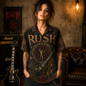 Rush Hawaiian Shirt, Clockwork Angels Button Up, Progressive Rock Collector Gift