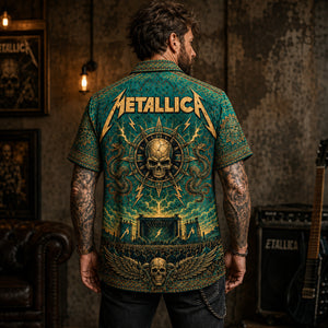 Metallica Hawaiian Shirt, Creeping Death Metal Button Up, Ride the Lightning Fan Gift