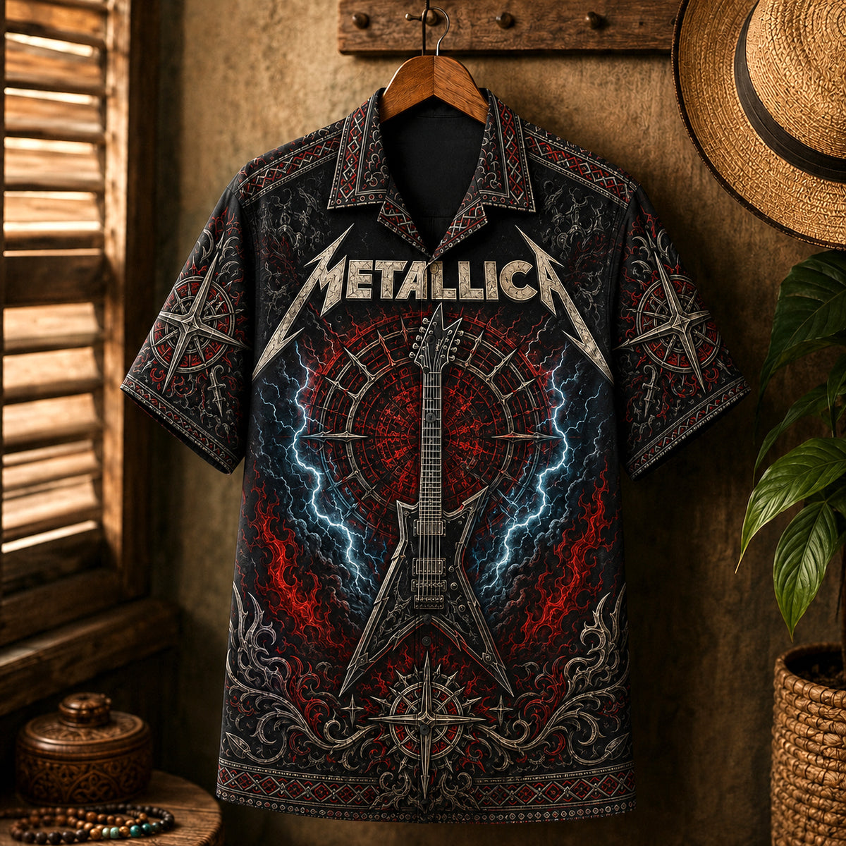 Metallica Hawaiian Shirt, One Thrash Metal Button Up, Justice Era Music Fan Gift