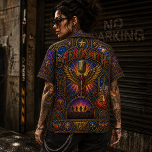 Aerosmith Hawaiian Shirt, Dream On Classic Rock Button Up, Walk This Way Music Fan Gift