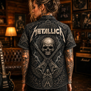 Metallica Hawaiian Shirt, Ride the Lightning Button Up, Creeping Death Fan Gift
