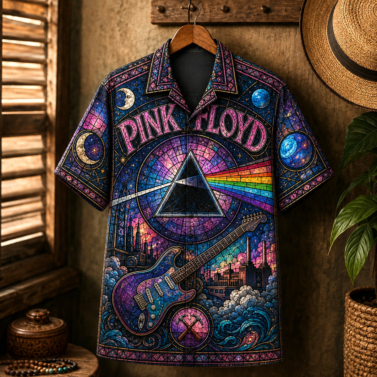 Pink Floyd Hawaiian Shirt, Meddle Era Prog Button Up, Echoes Rock Fan Gift