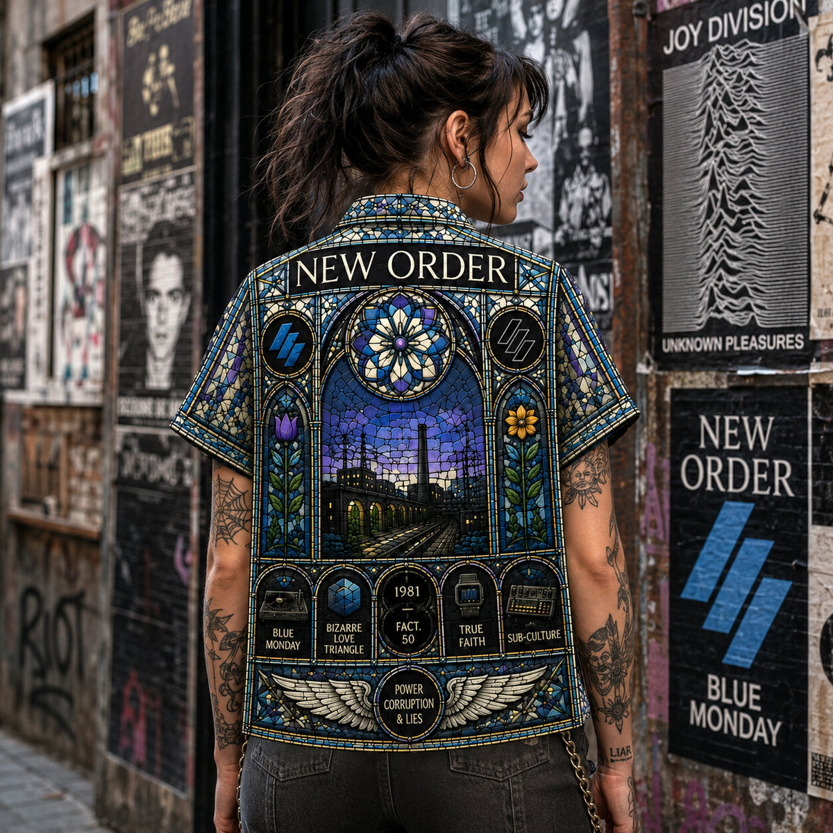 New Order Hawaiian Shirt, Blue Monday New Wave Button Up, Manchester Synth Music Fan Gift