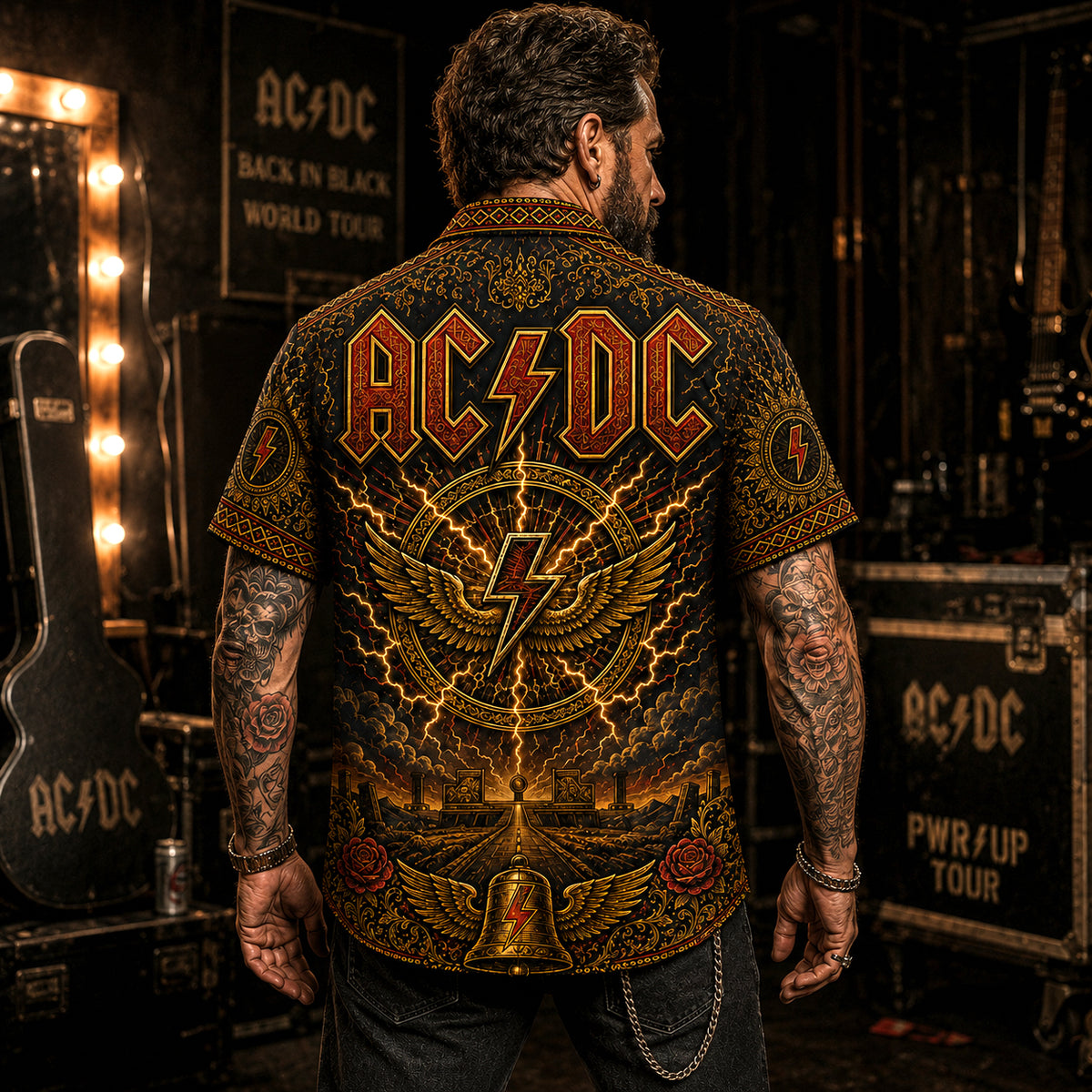 AC/DC Hawaiian Shirt, Powerage Era Button Up, Classic Rock Collector Gift