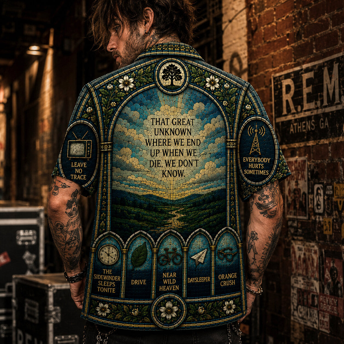 R.E.M. Hawaiian Shirt, Losing My Religion Alt Rock Button Up, Athens College Rock Fan Gift