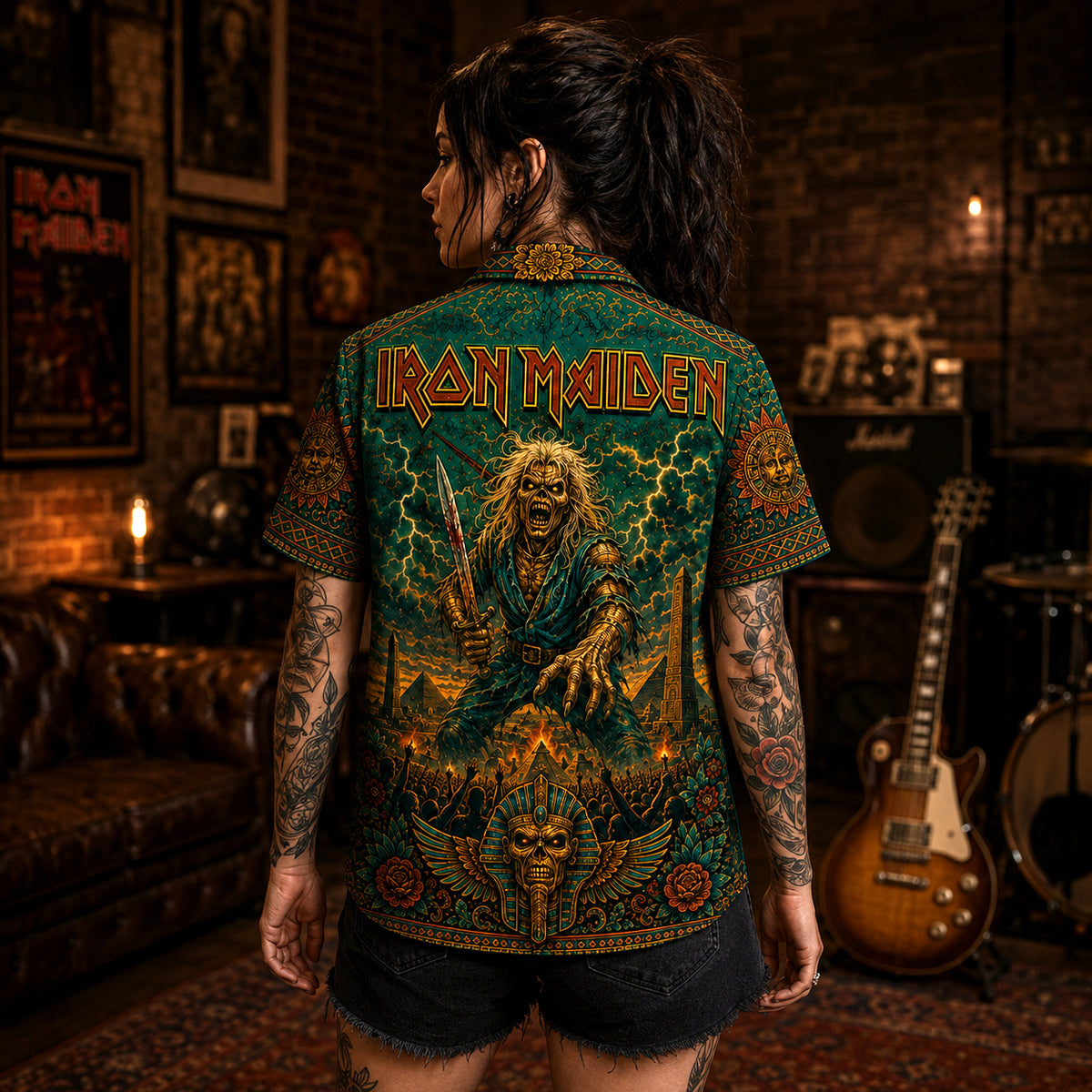 Iron Maiden Hawaiian Shirt, Run to the Hills Button Up, NWOBHM Music Collector Gift
