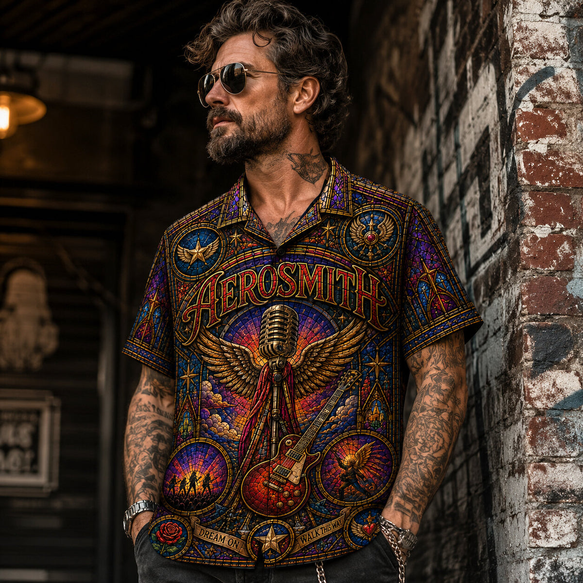 Aerosmith Hawaiian Shirt, Dream On Classic Rock Button Up, Walk This Way Music Fan Gift