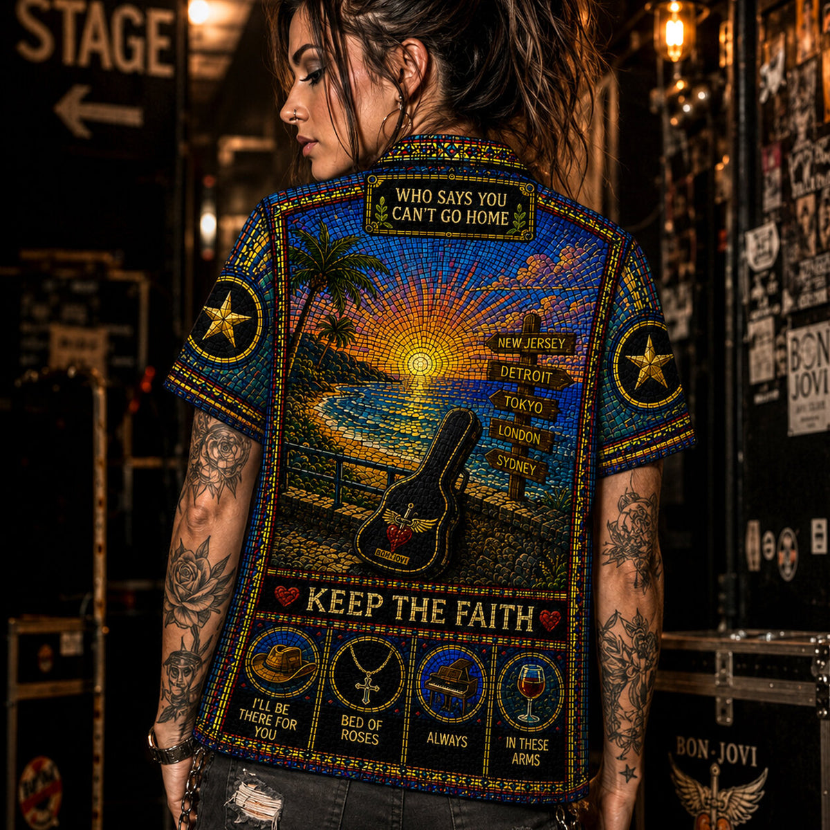 Bon Jovi Hawaiian Shirt, Slippery When Wet Rock Button Up, Livin on a Prayer Fan Gift