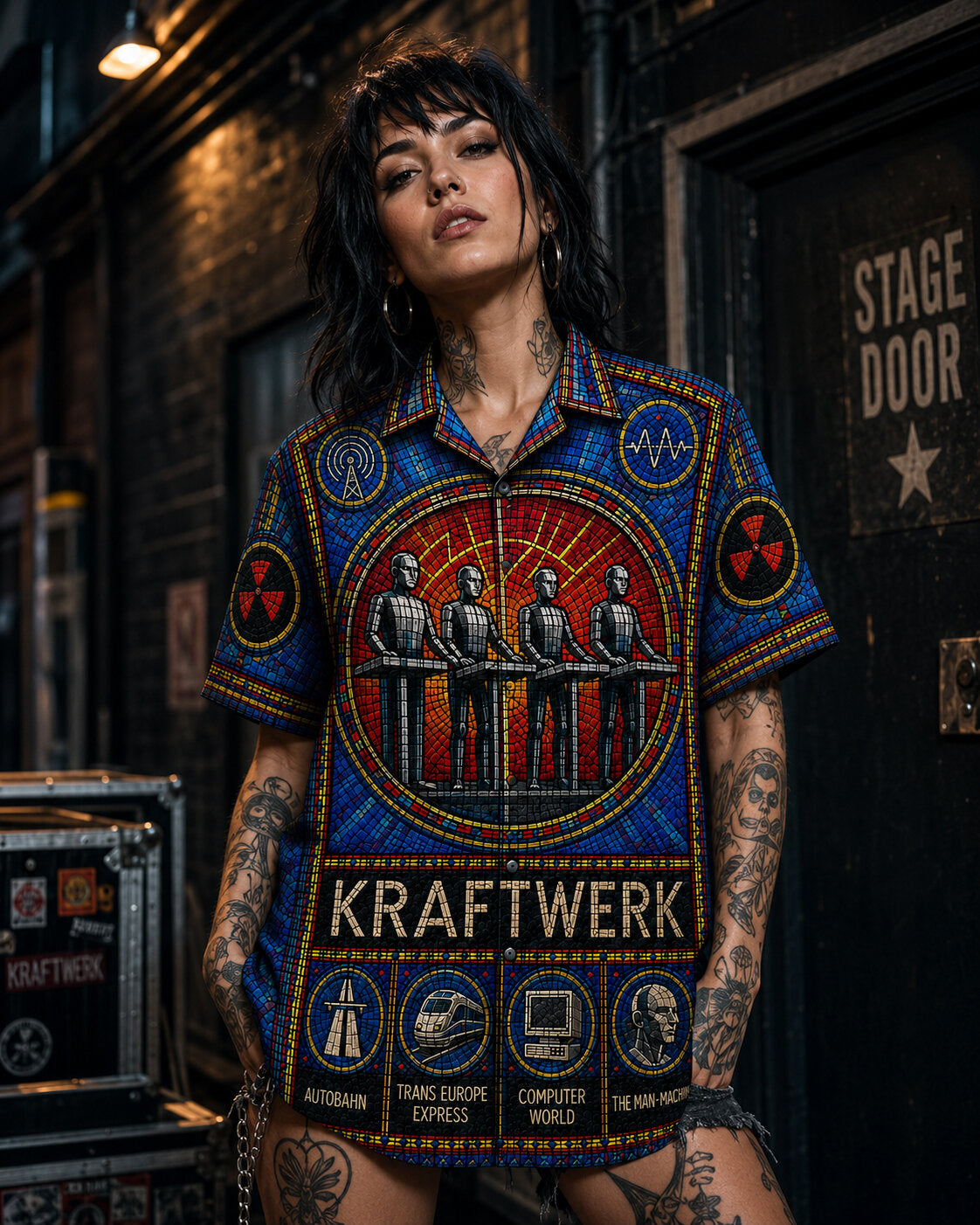 Kraftwerk Hawaiian Shirt, Autobahn Electronic Button Up, The Robots Synth Music Fan Gift