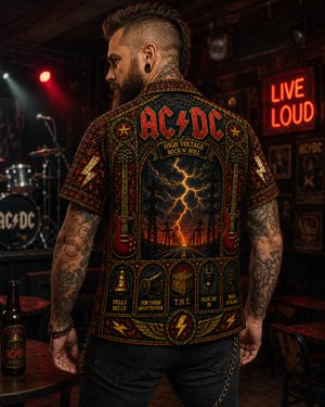 ACDC Canon Hawaiian Shirt, Iconic Music Artwork Button Up, Rock Culture Fan Gift