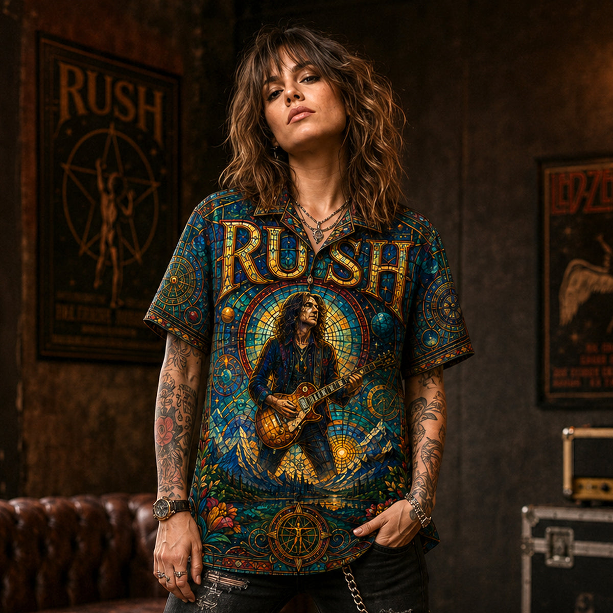 Rush Hawaiian Shirt, Signals Era Prog Button Up, Subdivisions Rock Fan Gift