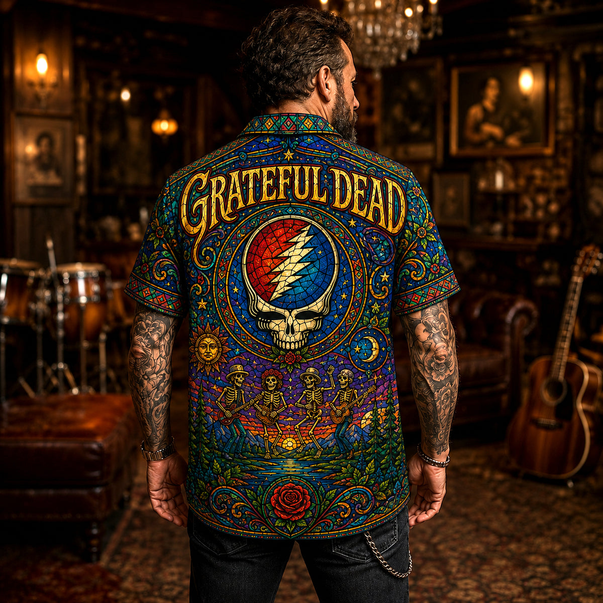 Grateful Dead Hawaiian Shirt, American Beauty Button Up, Ripple Music Fan Gift