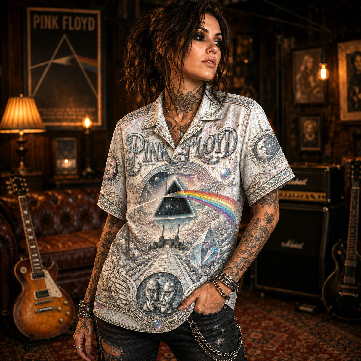 Pink Floyd Hawaiian Shirt, Comfortably Numb Button Up, The Wall Music Fan Gift