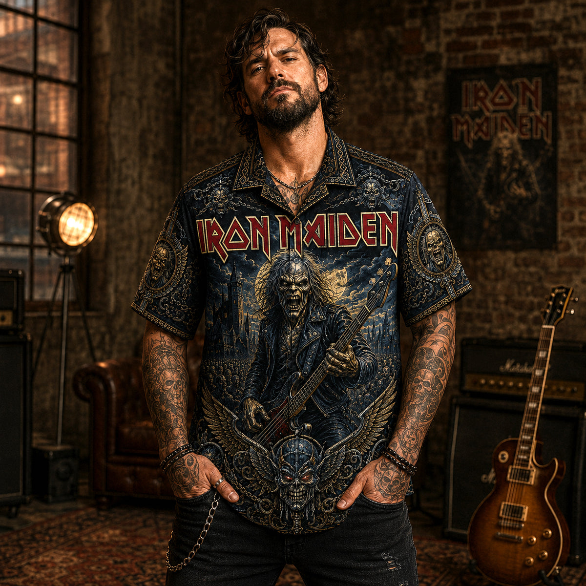 Iron Maiden Hawaiian Shirt, Piece of Mind Metal Button Up, Flight of Icarus Fan Gift