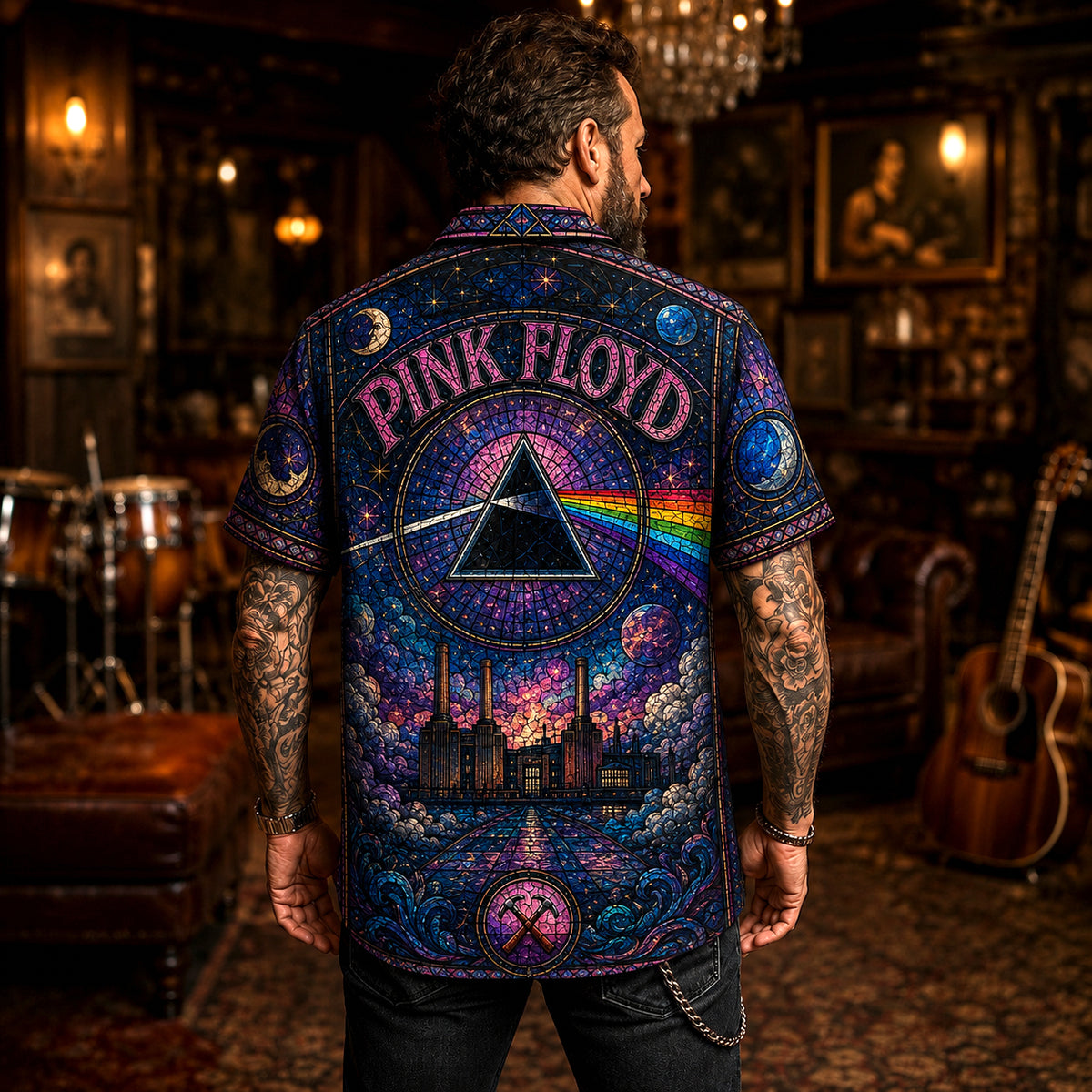 Pink Floyd Hawaiian Shirt, Meddle Era Prog Button Up, Echoes Rock Fan Gift