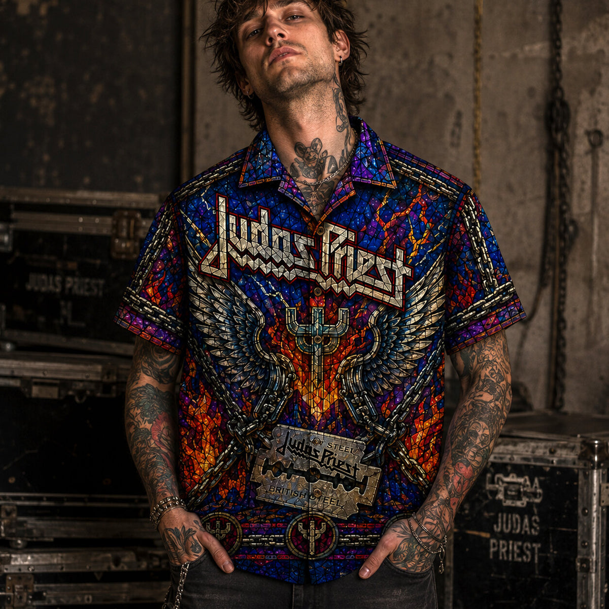 Judas Priest Hawaiian Shirt, Painkiller British Metal Button Up, Breaking the Law Fan Gift