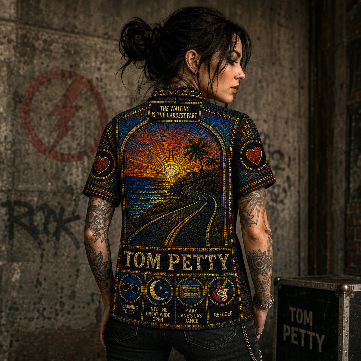 Tom Petty Stained Glass Hawaiian Shirt, Retro Concert Artwork Button Up, Rock Music Collector Gift
