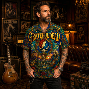 Grateful Dead Hawaiian Shirt, American Beauty Button Up, Ripple Music Fan Gift