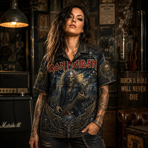 Iron Maiden Hawaiian Shirt, Piece of Mind Metal Button Up, Flight of Icarus Fan Gift