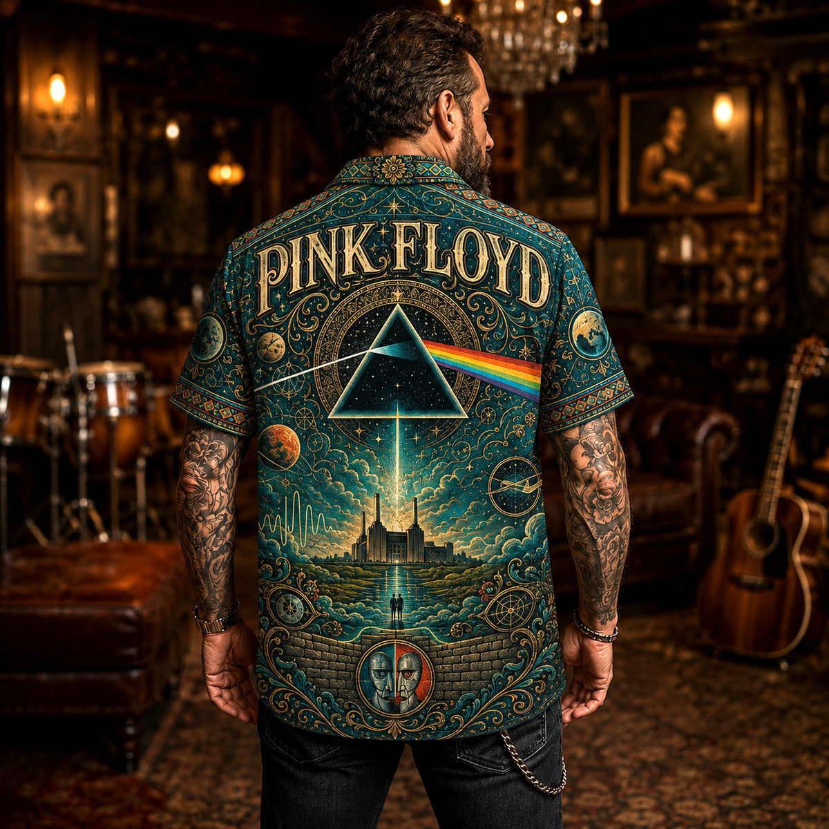 Pink Floyd Hawaiian Shirt, Animals Era Button Up, Psychedelic Rock Collector Gift