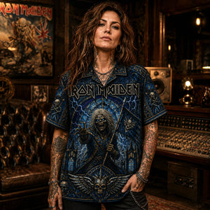 Iron Maiden Hawaiian Shirt, Number of the Beast Button Up, Run to the Hills Fan Gift
