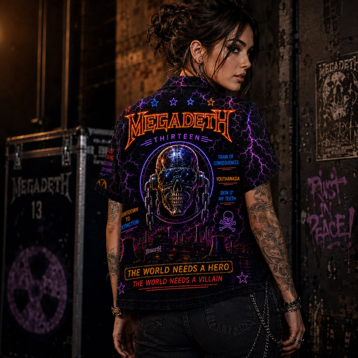 Megadeth Hawaiian Shirt, Rust in Peace Thrash Button Up, Peace Sells Metal Fan Gift